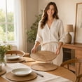 thumbnail image 6 of Dmlowu Linen Placemats Set of 2, Non Slip Heat Resistant Round Table Mats, Vintage Rustic Coffee Mat, Fall Decorations for Home Kitchen Dining Table, 6 of 7