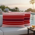 thumbnail image 4 of Red Striped Outdoor Waterproof Pillow Covers, Modern Minimalist Gradient Lines Country Decorative Rectangle Throw Pillowcase Sofa Cushion Sham for Patio/Couch/Chair, 20"x12" 2 Pack, 4 of 8