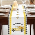thumbnail image 3 of Table Runners 108 Inches Long Dress Scarves, Yellow Truck Farmhouse Coffee/Dining/Kitchen Table Runner for Living Room, Spring Bees Daisy Honey Black Buffalo Lattice 13x108 Inch, 3 of 9