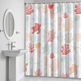 thumbnail image 6 of Summer Ocean Bathroom Shower Curtain, Creature Sea Turtle Coral and Shell Red Waterproof Washable Soft Bath Curtain for Bathtub Decor with 12 Hooks&Grommet, 48x72 Inch, 6 of 9