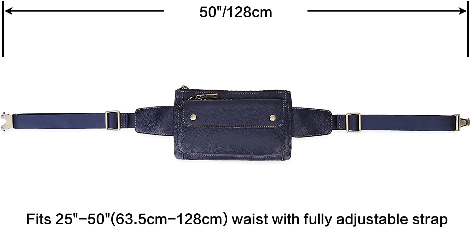 Loyofun Unisex Brown Genuine Leather Waist Bag Messenger Fanny Pack Bum Bag For Men Women Travel Sports Running Hiking