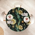 thumbnail image 4 of Ambesonne Vintage Fitted Round Tablecloth, Sunflowers Corns Pattern, 56"- 60" Diameter, Earth Yellow Fern Green, 4 of 5