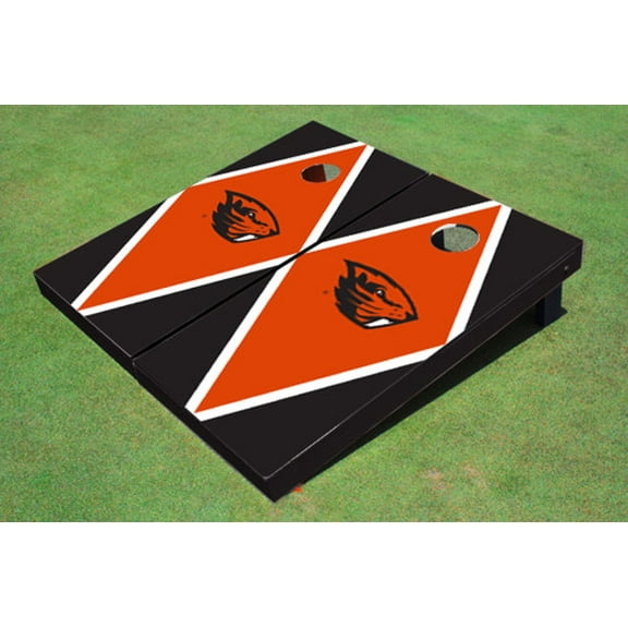 Oregon State University Orange and Black Matching Diamond Cornhole Boards