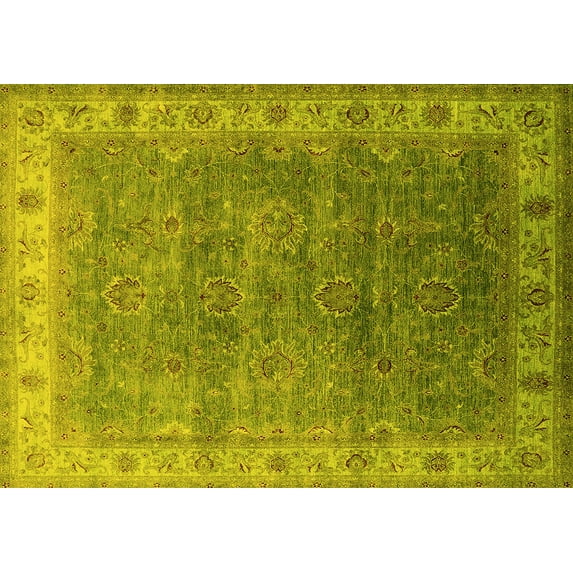 Ahgly Company Indoor Rectangle Oriental Yellow Industrial Area Rugs, 8' x 12'