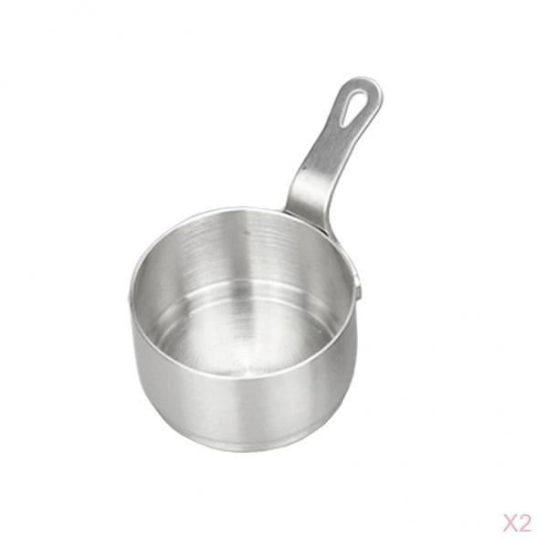 2Pcs Portable Soup Pot Cooking Tools Non-stick Milk Pot Cooking Pan Stockpot Kitchen Cookware, Stainless Steel, 50ml