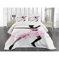 thumbnail image 3 of Ambesonne Latin Quilted Bedspread Set 3 Pcs, Woman Dancing Latino, King Size, Pink Black, 3 of 5