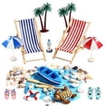 thumbnail image 2 of Paquete de 15 sillas plegables de playa con vista panorámica, sombrilla, accesorios de decoración para árboles pequeños, decoración de playa, ideal para regalos únicos., 2 of 6