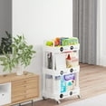 thumbnail image 7 of 3-Tier Rolling Cart with Wheels, Multifunction Storage Organizer for Kitchen, Bathroom, Laundry, White, 7 of 7