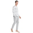 thumbnail image 6 of Purcoar Men's Pajamas Set Striped Open Chest Long Sleeve Sleepwear Pj Sets, 6 of 6