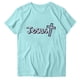 thumbnail image 2 of Fiudx Liquidación de Ahorros de Verano Blusa de Manga Corta con Estampado de Moda para Mujer, Divertida Camiseta con Cuello Redondo, 2 of 3