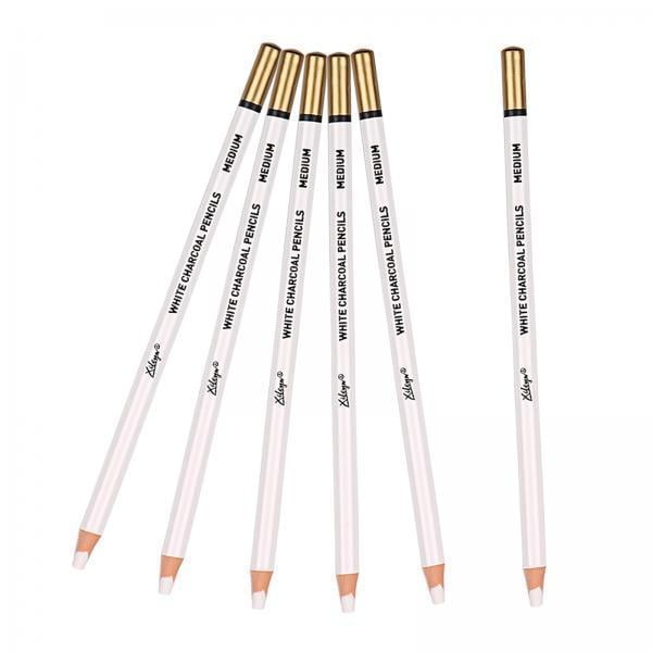 2x Lápices de Carbón Brillante, Suave Y Mediano, de , Negrita, 4 Mm, Resaltado, 6 Piezas, Lápices Blanca para Suministros de Art Sunnimix Lápices de carbón blanco