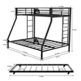 thumbnail image 3 of Harper & Bright Designs Metal Bunk Bed with Twin Trundle, Twin Over Full Bunk Bed Frame with Ladder and Safety Rails for Bedroom, Black, 3 of 13