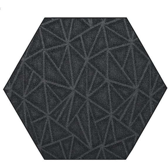 Indoor Outdoor custom size area rugs made in USA pattern Geometrical comes in Ten colors and Nine shapes rectangular,round,square,runners,oval,octagon,half round - Dark Grey, 8' Hexagon Area Rugs