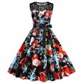 thumbnail image 1 of WREESH Robe Vintage Automne Hiver Sans Manches en Dentelle Col Rond de Noël Années 1950 Femme au Foyer Soirée Bal, 1 of 9