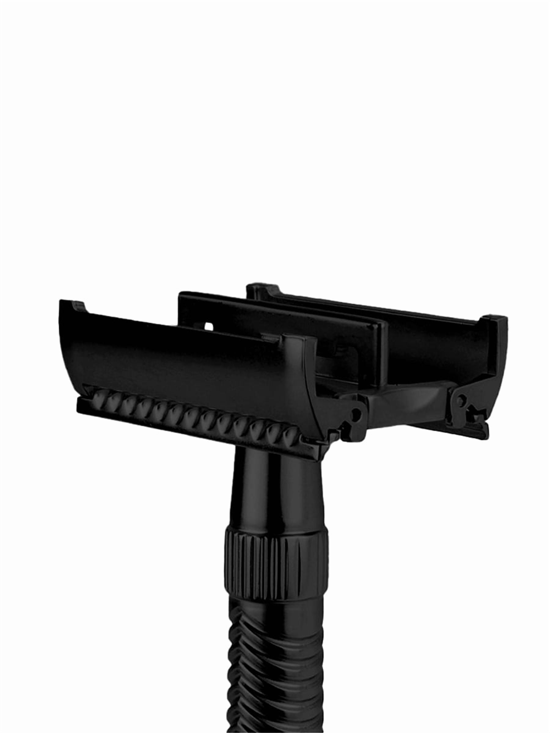 Waysh Double Edge Safety Razor Kit for Men, with Ergonomic Grip Handle, Matching Stand, and 20 Blades, Matte Black