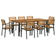 thumbnail image 3 of vidaXL 7 Piece Patio Dining Set Solid Wood Acacia and Metal, 3 of 4