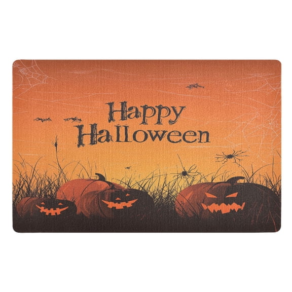 32x20 Inch Doormat Indoor Entrance Mat Entrance Welcome Mat Outdoor Mats for Front Door Halloween Background with Pumpkins