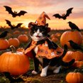 thumbnail image 7 of Aoznliie Dog Clothes Set, Halloween Pet Cloak with Hat for Party Apparel, 5x3 inch Adjustable Costume for Cats Dogs, Orange S, 7 of 7