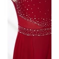 thumbnail image 6 of Lejafay Kids Girls Sleeveless Mock Neck Ice Skating Ballet Latin Dress Shiny Sequins Rhinestones Burgundy 12, 6 of 7