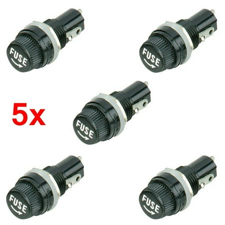250v Fuse Holder MATCC 5cs Panel Mount Chassis Fuse Holder for 5x20mm Glass Fuses 10A 250V Car Vehicle Auto Boat RV Van US ()