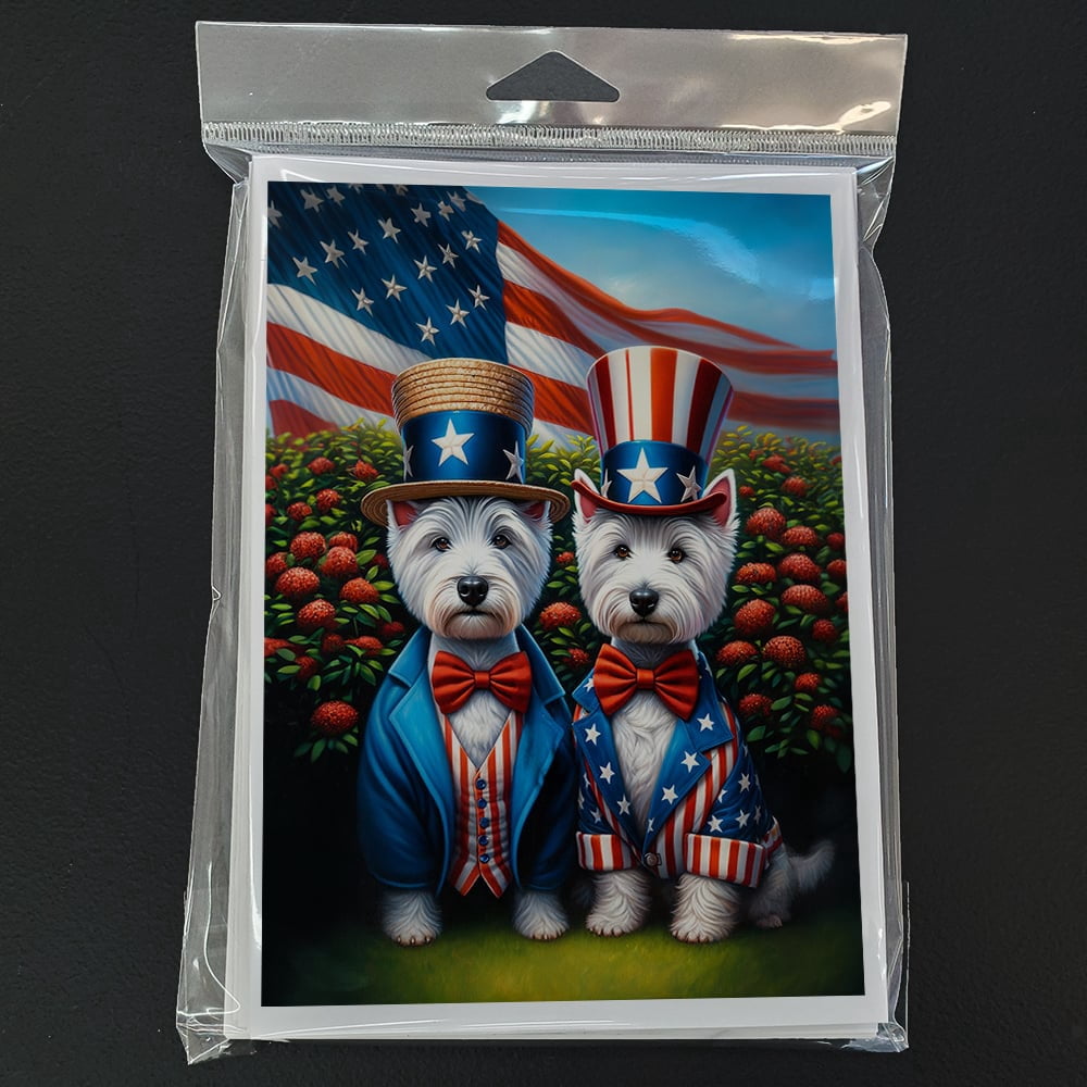 All American Westie Greeting Cards Pack of 8 7 in x 5 in