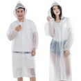 thumbnail image 2 of Pebbuoy Adult Raincoat Waterproof Hooded Rain Poncho Foldable Portable EVA Odorless Rain Coat with Button Closure And Elastic Cuff for Men Women Outdoor Hiking Travel Sunshade Gardening Work, 2 of 7