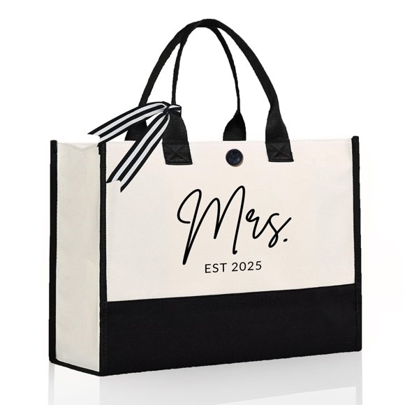 Bolso Afterprints Mrs for Bride 2025 de lona negra