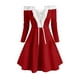thumbnail image 1 of Vestido de mujer informal de Navidad de color sólido de manga larga con hombros descubiertos a la rodilla para minivestido de fiesta Pompotops  hdfakjf8960, 1 of 5