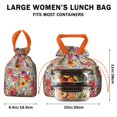 thumbnail image 5 of Pioneer Flower Drawstring Lunch Bag Women - Drawstring Lunch Bag Insulated for Work Office - Stain-Resistant Large Lunchbags for Women with Multi-Pockets, 5 of 6