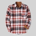 thumbnail image 3 of XMMSWDLA 2022 Clearance Men Tops Plaid Padded Shirts Casual Long Sleeve Button Down Lapel Jackets Slim Fit Winter Warm Tops Blouse, 3 of 4