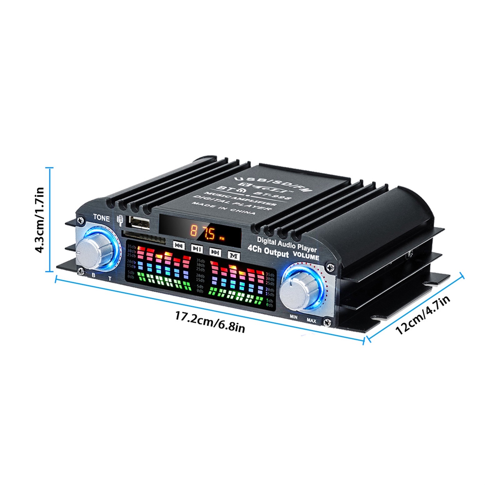 BT-998 Hifi Home Digital Amplifiers Car Bass Power Bluetooth Amplifier FM USB SD Radio Subwoofer Speakers ,Powerful Sound Quality