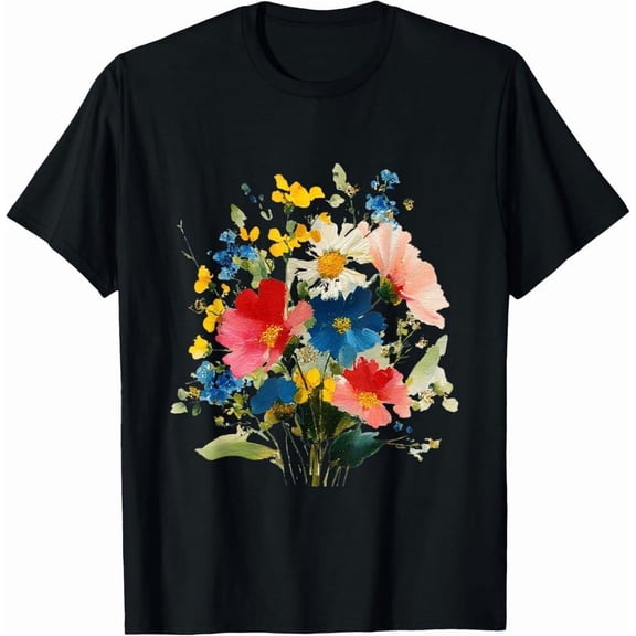 Vintage Watercolor Wildflowers Floral Gardening Graphic T-Shirt