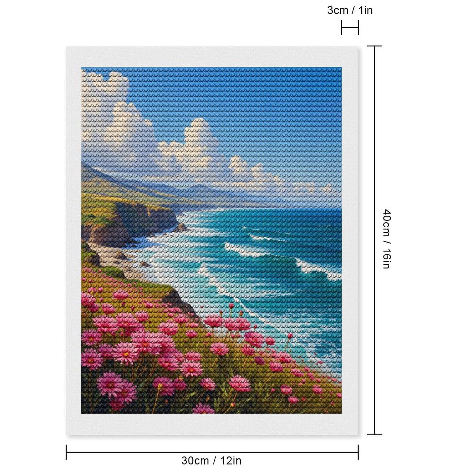 Diamond Art Kits for Adults, Coastal Flower Ocean View Bays 5D Diamond Painting Kits for Adults Beginners, DIY Full Drill Diamond Painting, Gem Art and Crafts 12x16