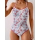 thumbnail image 3 of Traje de baño de una pieza Eomenie Tummy Control con estampado floral rojo fruncido, 3 of 4