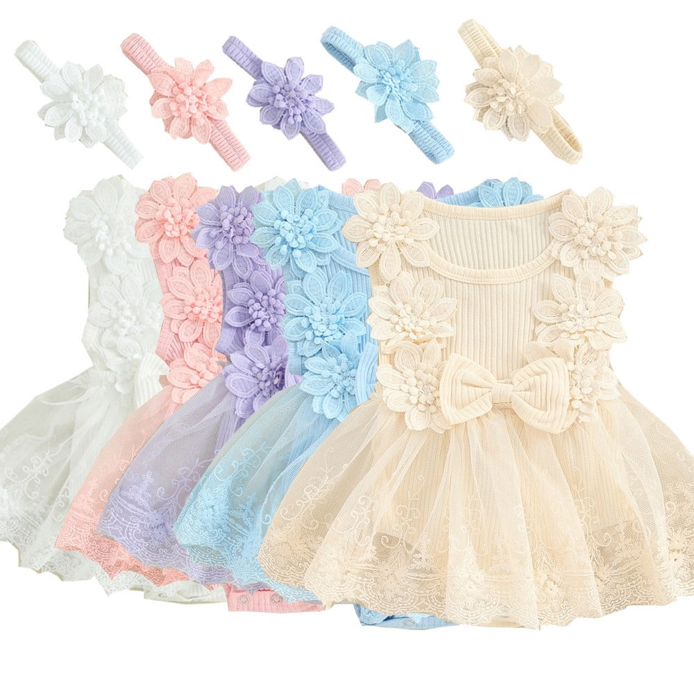 PEASKJP Baby Girl Romper Baby Girl Summer Clothes Infant Stripe Romper Dress Newborn Sleeveless Tutu Dresses Toddler Cute Outfit,3-6 Months White