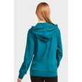 thumbnail image 3 of 247 Frenzy Women's Active Essentials Sofra Cottonbell Lightweight Full Zip Drawstring Cotton Hoodie with Front Pouch Pockets - Peacock, 3 of 4