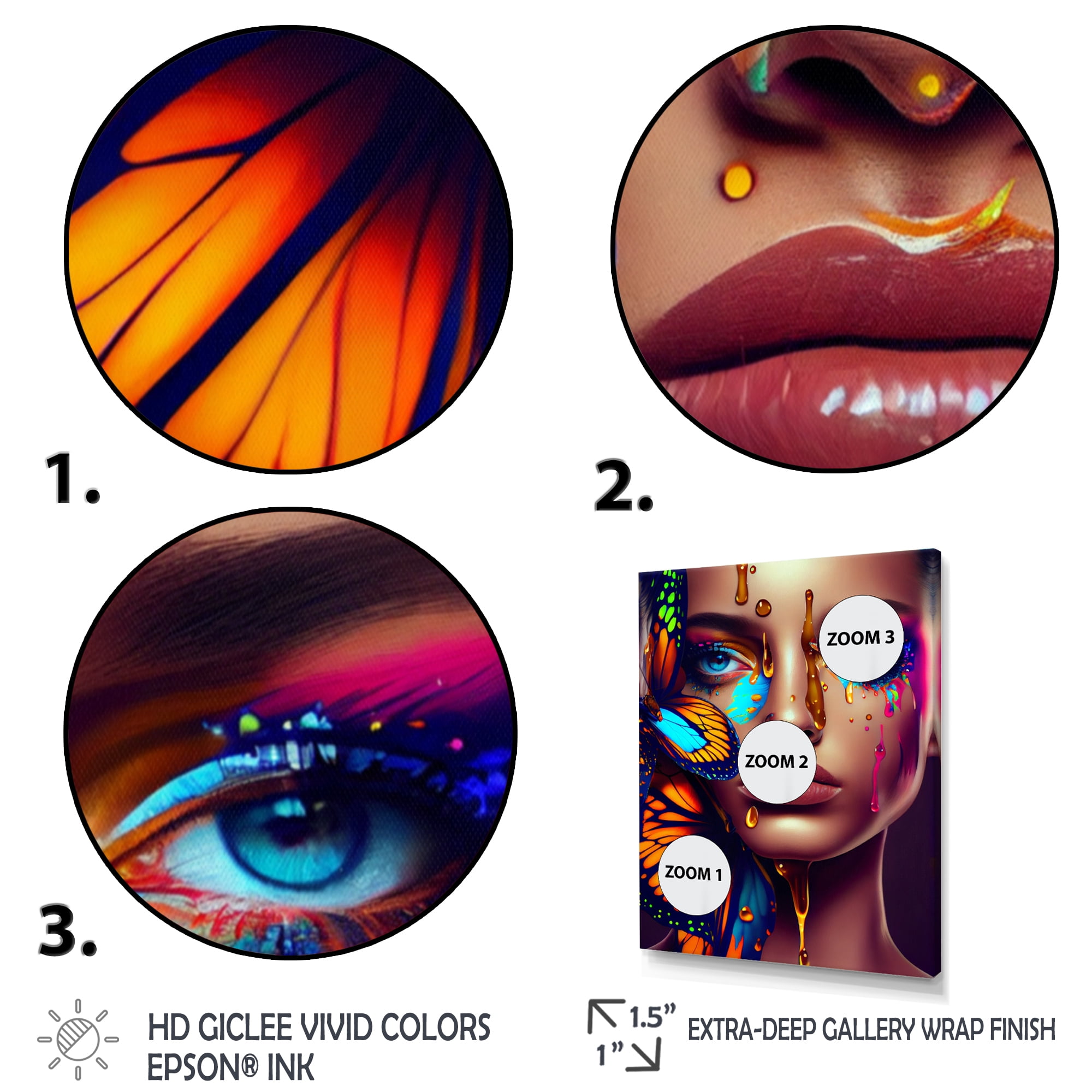 Designart Sensual Woman With Colorful Butterfly I Canvas Wall Art