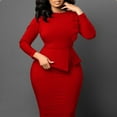 thumbnail image 6 of Mrat Women's Bodycon Pencil Dress Office Stretchy Dress Modest Business Work Suiting Dresses S-32 Red-a L, 6 of 7