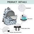 thumbnail image 4 of Blue and White Checkered Pattern Backpack for School, Cute School Bag with Adjustable Shoulder Straps and Padded Back, 13.4"x11"x4.7", 4 of 5