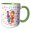 Green/White, variant on 3drose, Image of Word Love in Bright Colors on Pastel Floating Hearts, 11oz Mug