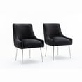 thumbnail image 2 of SEYNAR Modern Pleated Velvet Dining Chairs Set of 4, Tufted Upholstered Side Accent Kitchen Chair with Silver Legs for Living Room(Black), 2 of 10