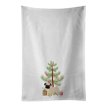 

Pug Christmas Tree White Kitchen Towel Set of 2 19 in x 28 in