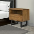 thumbnail image 6 of BenJara Ryan 26 Inch Nightstand with 1 Drawer, Cubby, Brown Oak Wood, Black Metal, 6 of 6