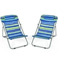 thumbnail image 1 of Costway Set of 2 Beach Chair Portable 3-Position Lounge Chair w/ Headrest Blue, 1 of 10