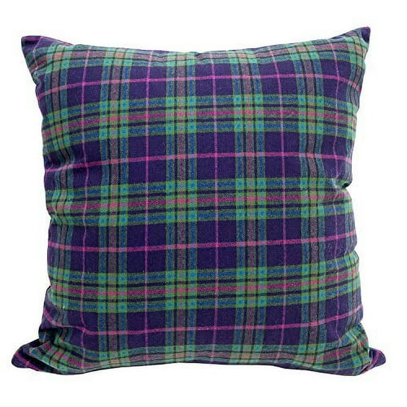 Fennco Styles Rustic Tartan Plaid Cotton Decorative Throw Pillow Cover 18" W x 18" L - Green Plaid Cushion Case for Christmas, Couch, Home, Farmhouse and Office Décor