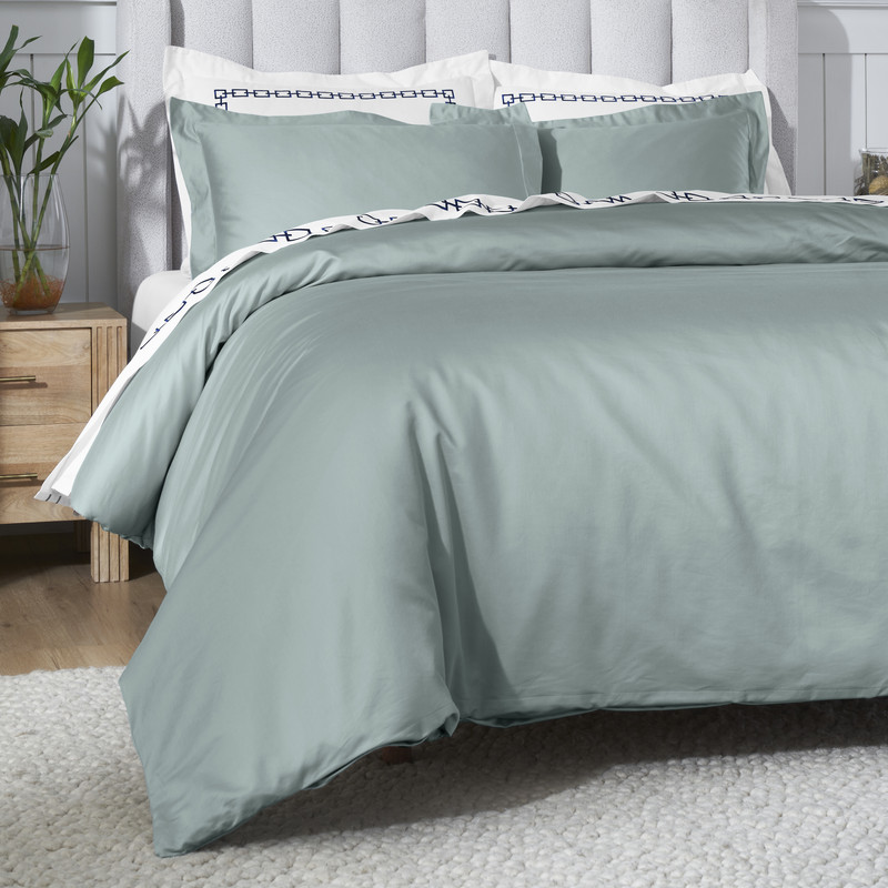 Superior 650 Thread Count Egyptian Cotton Duvet Cover Set, Teal, Full/ Queen