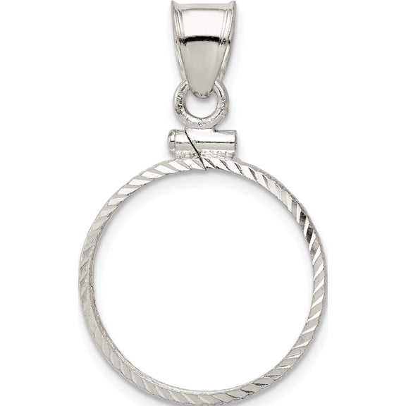 Sterling Silver 19.1 X 1.5mm $0.01 Screw Top Coin Diamond-Cut Bezel Pendant (19.1 1.5) Made In United States qbc1