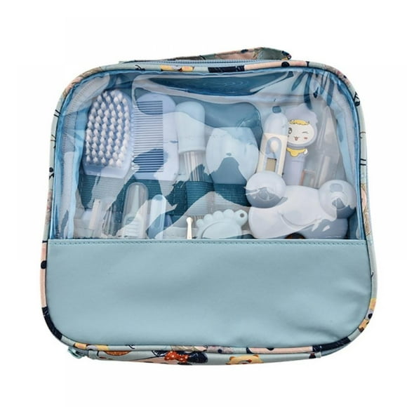 Trousse de Soins pour Bébé, Ensemble Portable de Sécurité pour Bébé avec Brosse à Cheveux, Peigne, Coupe-Ongles, Aspirateur Nasal, Etc. pour Chambre de Bébé, Nouveau-Né, Tout-Petits, Nourrisson Fille Garçon, Garder Propre (13 en 1 Bleu)