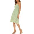 thumbnail image 4 of INSPIRE CHIC Women's Summer Spaghetti Strap Smocked Pockets Floral Dress XS Light Green, 4 of 5