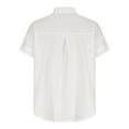 thumbnail image 4 of QLEICOM White V Neck Shirts for Women, Summer Button Down Shirt, Solid Color Lapel Short Sleeve Blouse, Casual Office Bussiness Shirts Plain Blouses Tops White XXXL, 4 of 5